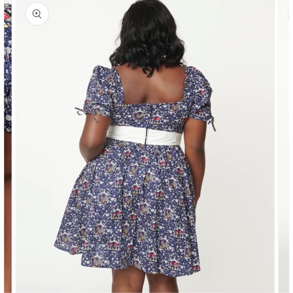 NWT unique vintage navy mushroom botanical dress - Picture 3 of 4